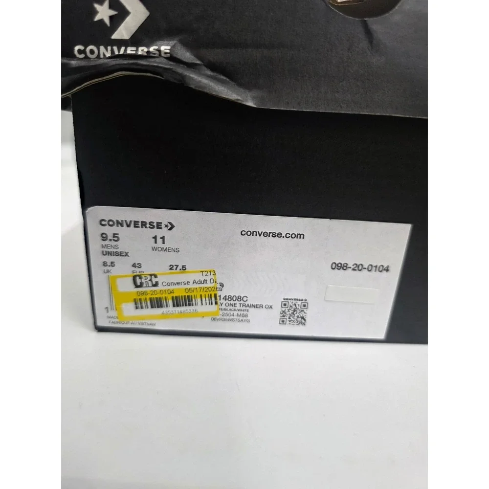 Converse Unity One Trainer OX White Black Mens 9.5 Sneakers 114808C